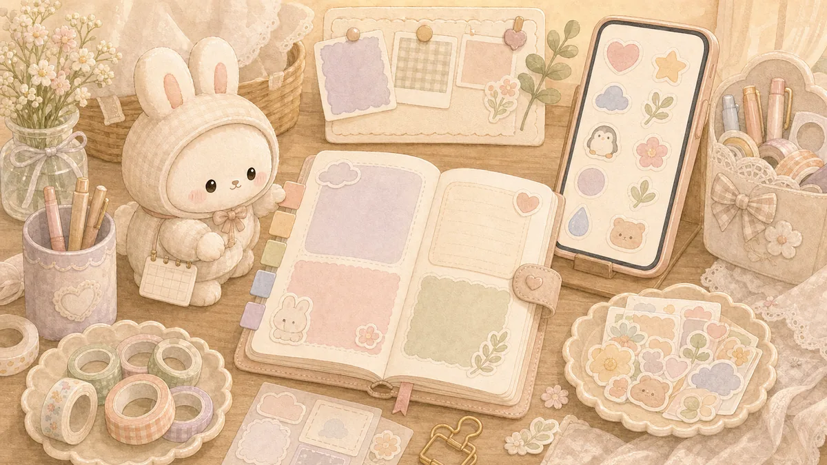 Aesthetic Diary App For Beginners Mongle Haru curation illustration