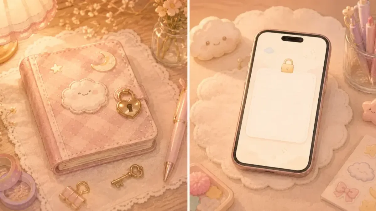 Example for cute diary app for a cute writing routine