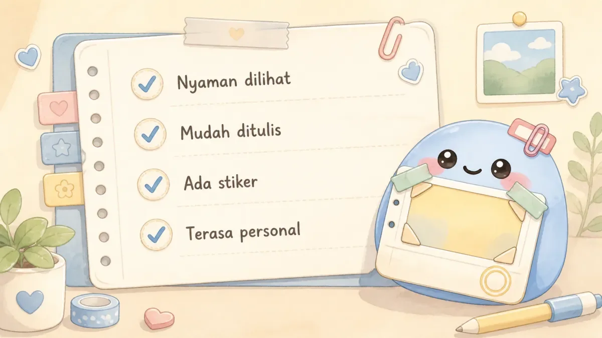 Checklist for cute diary app for collecting moments