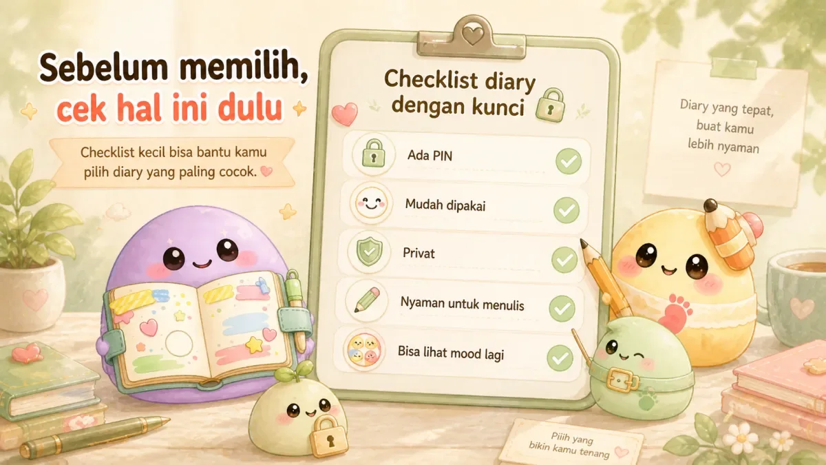 Checklist for cute diary app for private thoughts