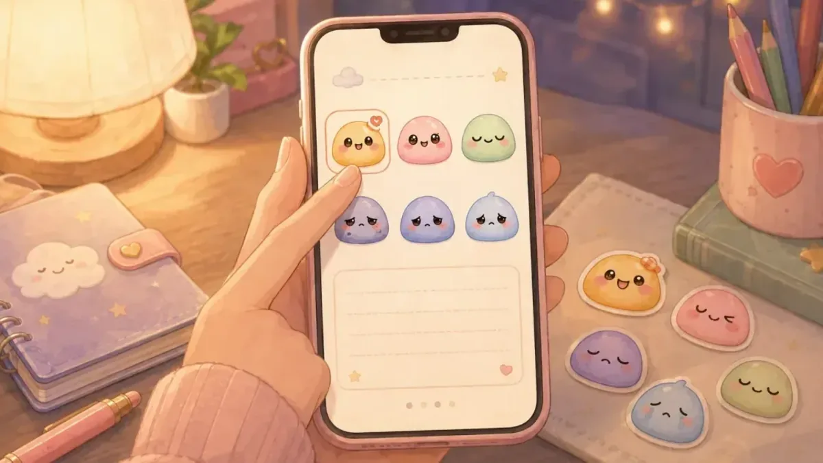 Timeline note for cute diary app for workday reflections