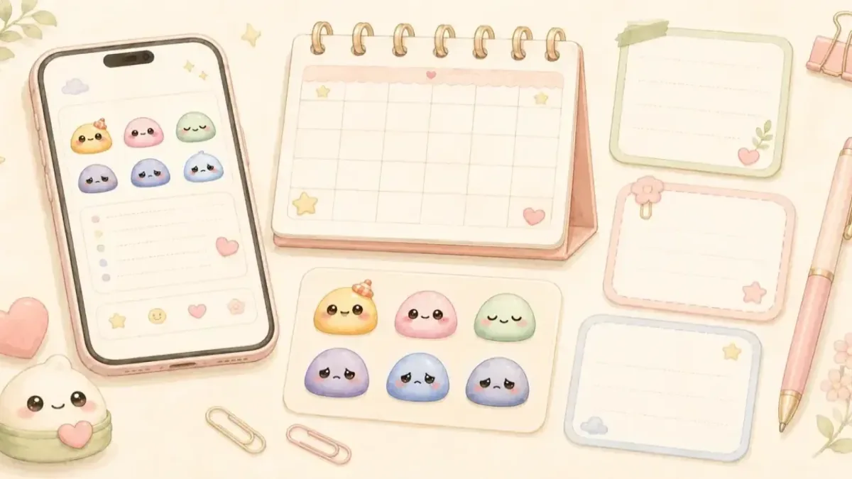 Decoration idea for cute diary app with a sticker shop