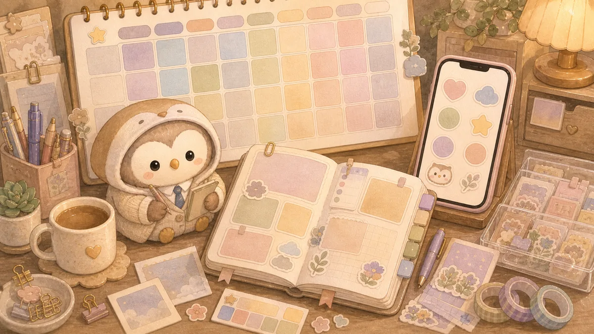 Digital Diary App With A Calendar Mongle Haru curation illustration