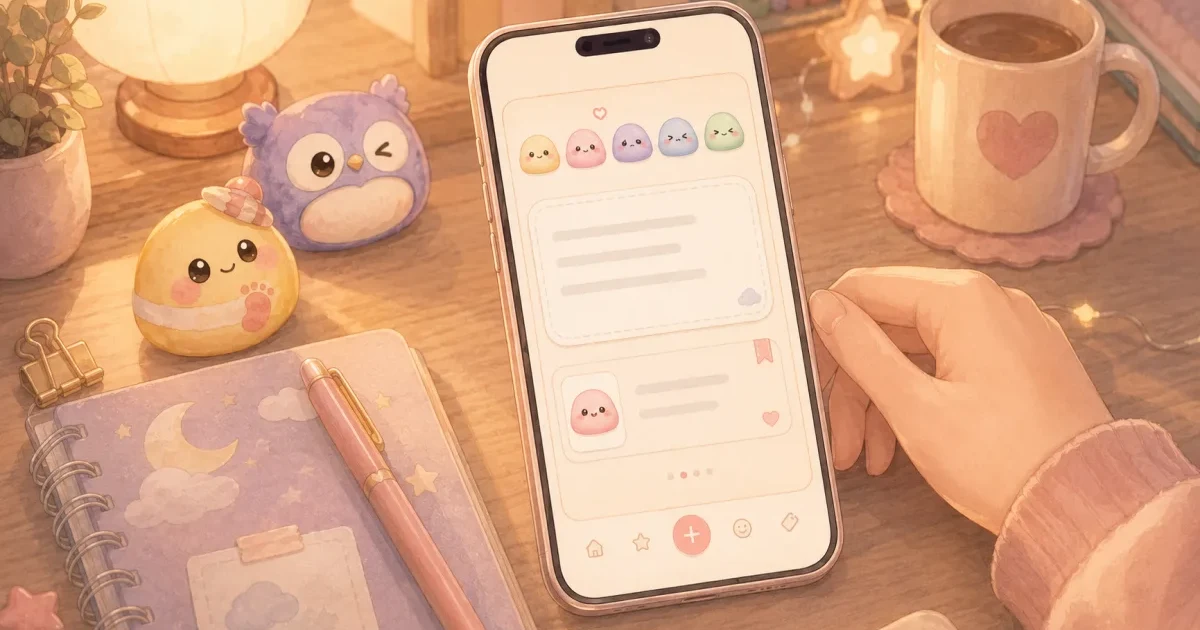 mood diary app with stickers in Mongle Haru