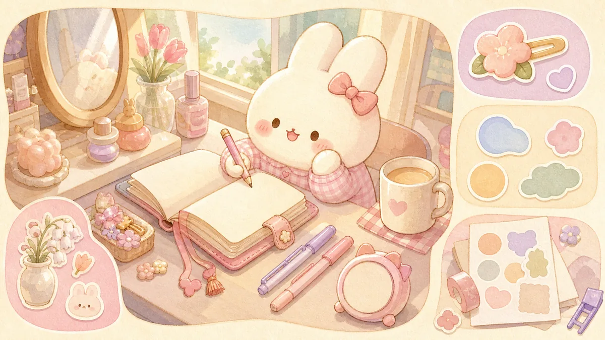Private Diary App For A Cute Writing Routine curation banner illustration for Mongle Haru