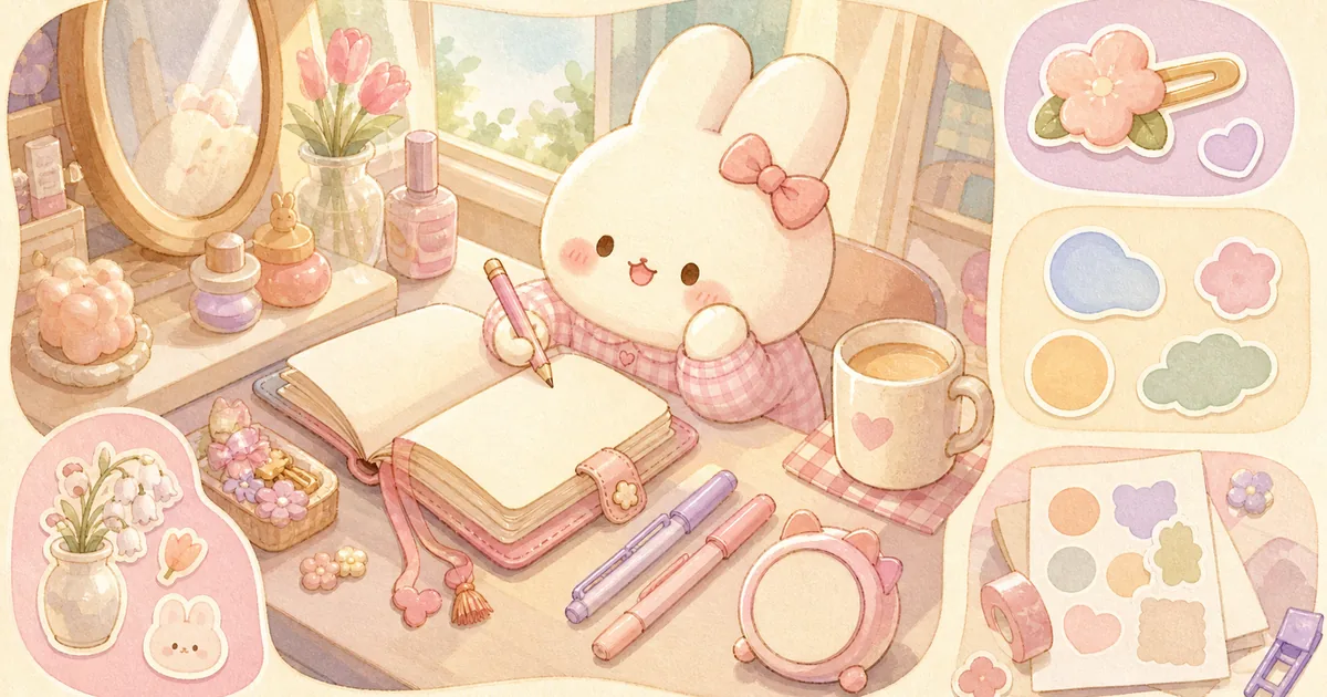 Private Diary App For A Cute Writing Routine blog thumbnail illustration for Mongle Haru