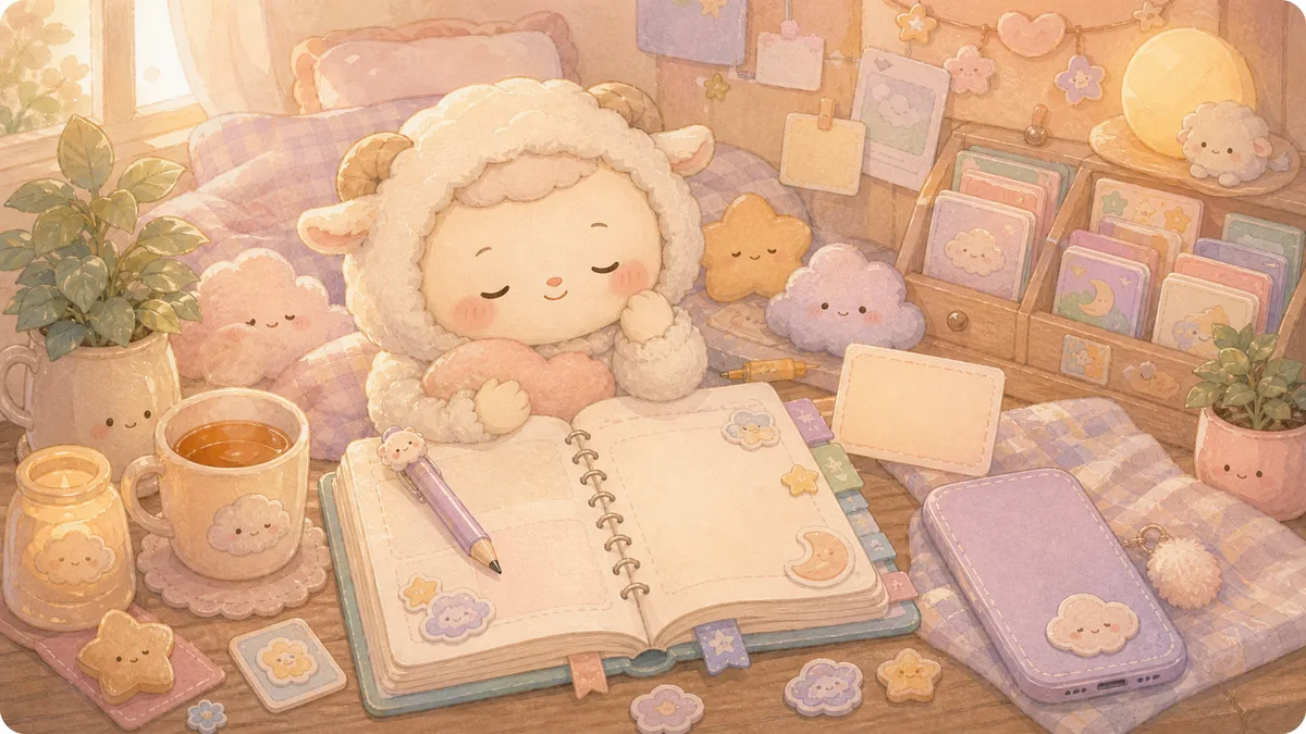 Private Diary App For A Gentle Reset curation banner illustration for Mongle Haru