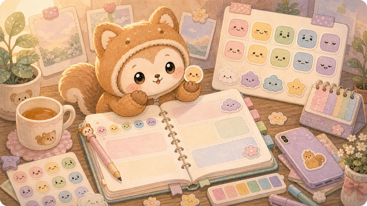 Private Diary App For Daily Mood Notes curation banner illustration for Mongle Haru