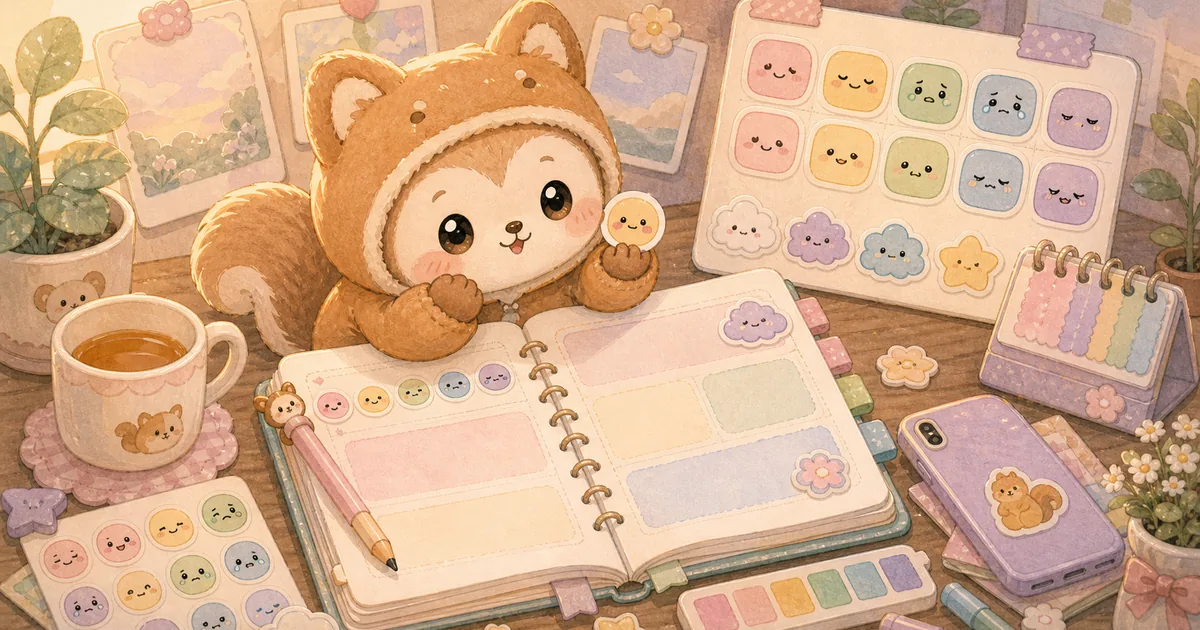 Private Diary App For Daily Mood Notes blog thumbnail illustration for Mongle Haru