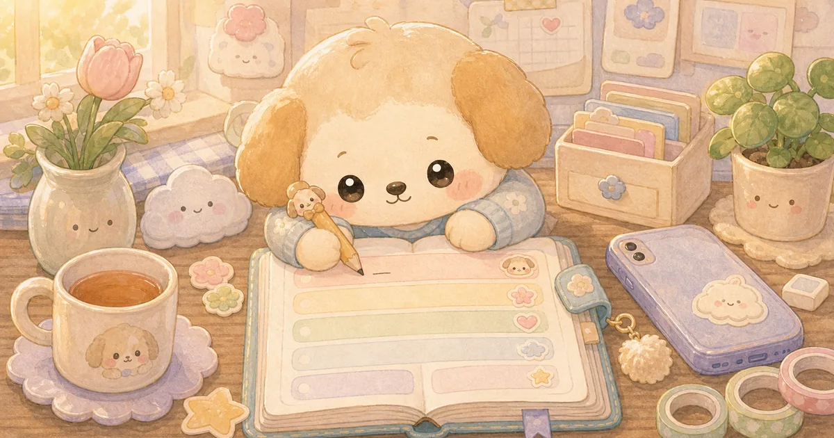 Private Diary App For One Line A Day blog thumbnail illustration for Mongle Haru
