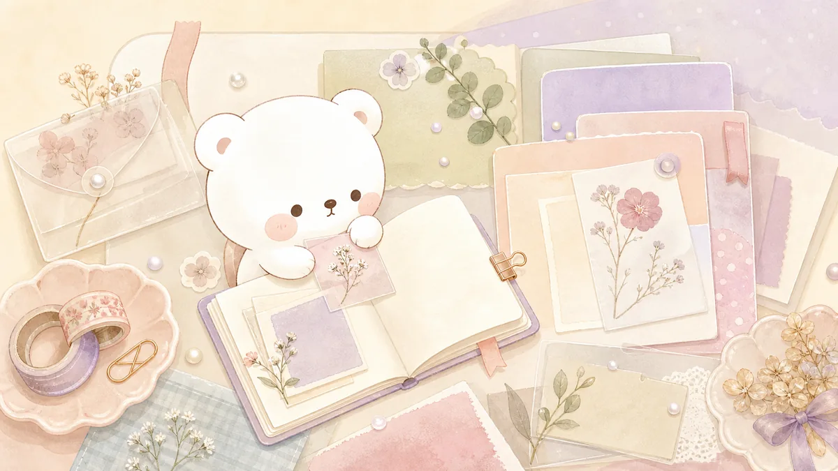 Private Diary App For Soft Aesthetic Notes curation banner illustration for Mongle Haru