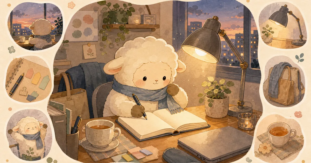 Private Diary App For Workday Reflections blog thumbnail illustration for Mongle Haru