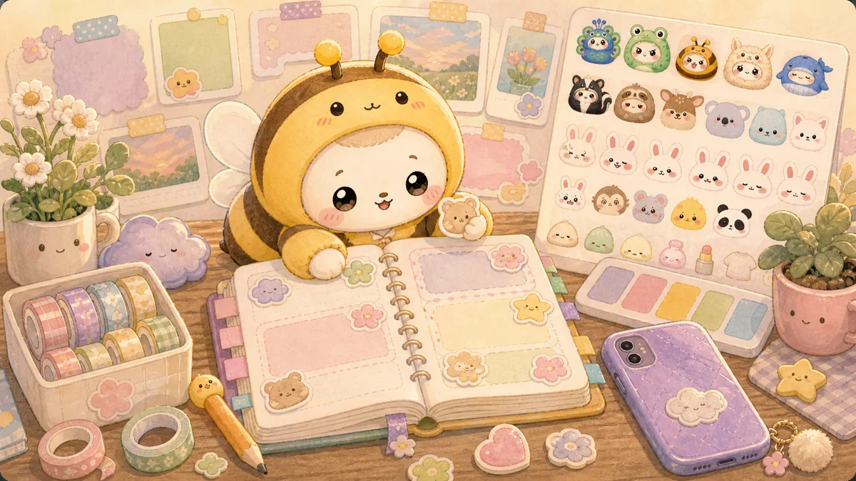 Private Diary App To Decorate Entries curation banner illustration for Mongle Haru