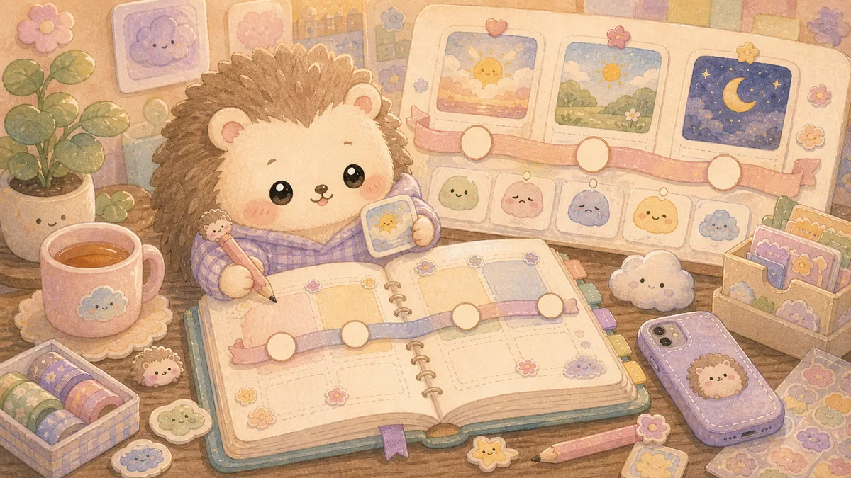 Private Diary App With A Timeline curation banner illustration for Mongle Haru