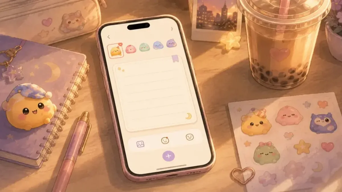 Sticker use for private diary app with cute characters