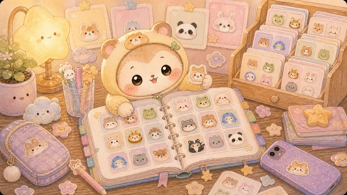 Private Diary App With Sticker Collecting curation banner illustration for Mongle Haru