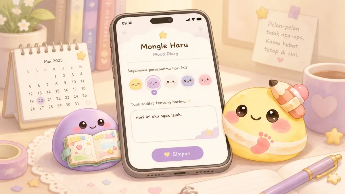 Timeline note for private diary app with stickers