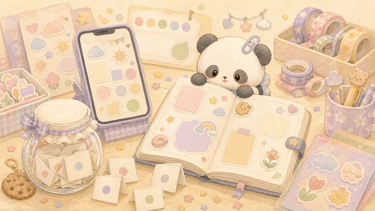 Sticker Diary App For Playful Daily Prompts Mongle Haru curation illustration