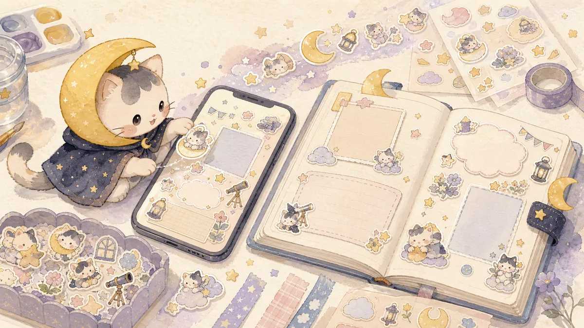 Sticker Diary App With Free Sticker Placement Mongle Haru curation illustration