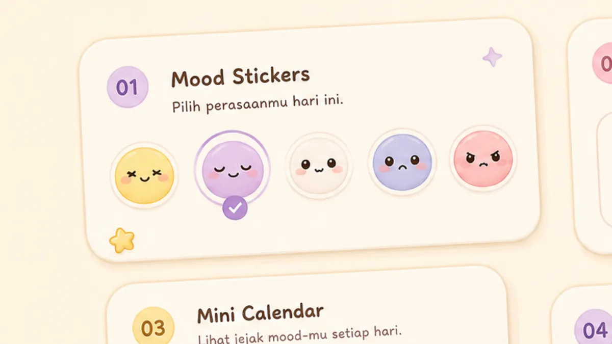 Fitur stiker emosi dan catatan singkat di aplikasi