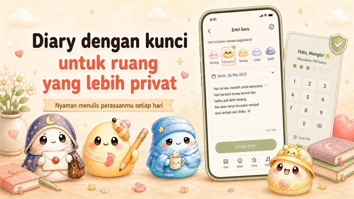Aplikasi diary dengan kunci untuk catatan pribadi di HP
