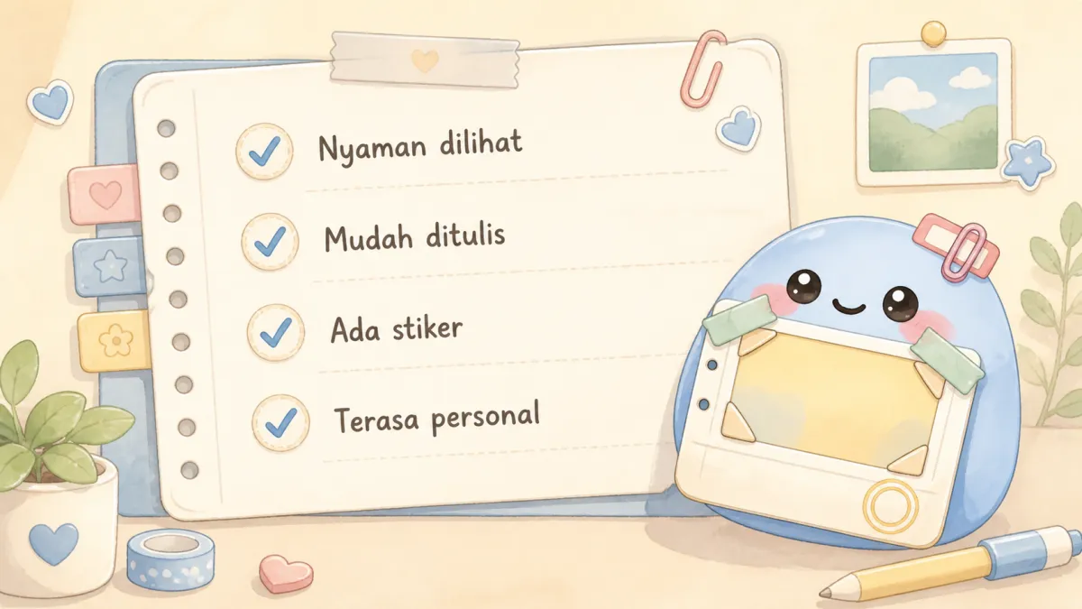 Checklist memilih aplikasi diary lucu yang ringan dan nyaman