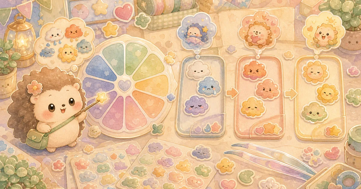 Thumbnail blog cara memakai stiker mood bergaya curation banner Mongle Haru