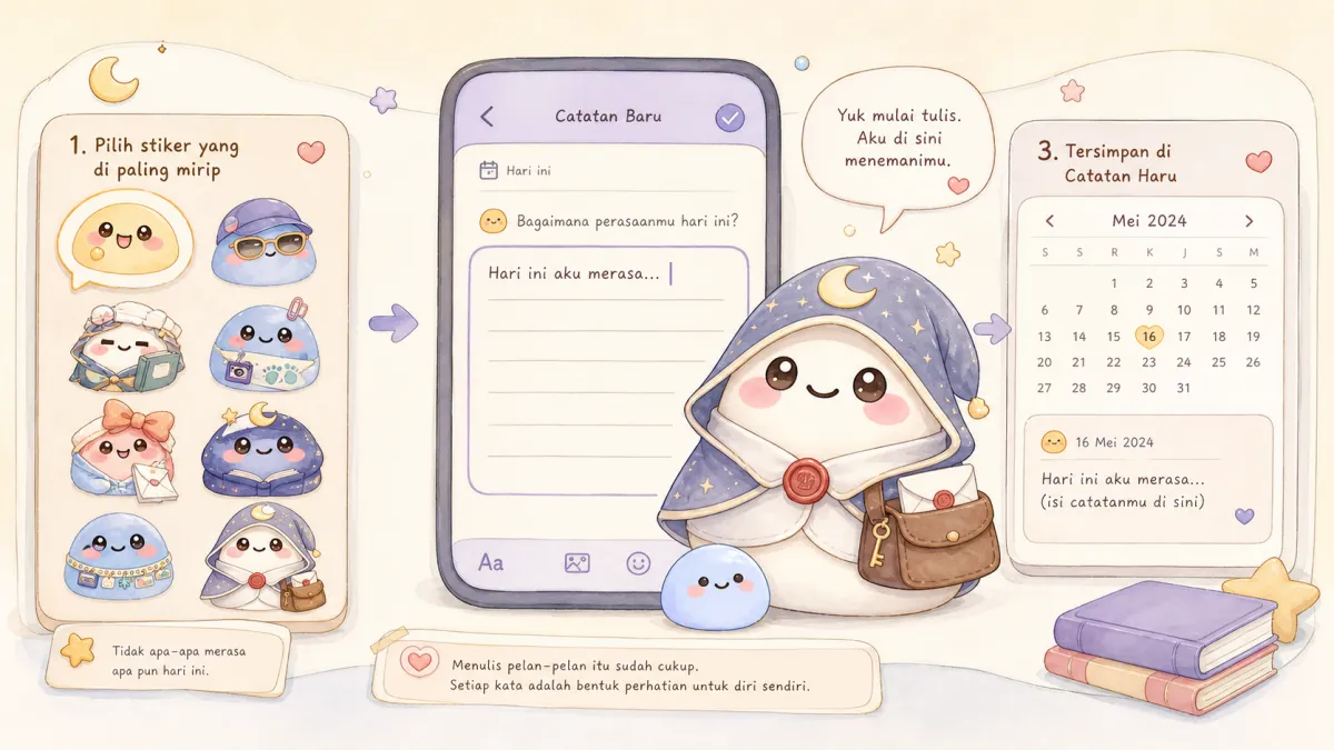 Mongle Haru membantu mulai menulis diary dengan stiker emosi