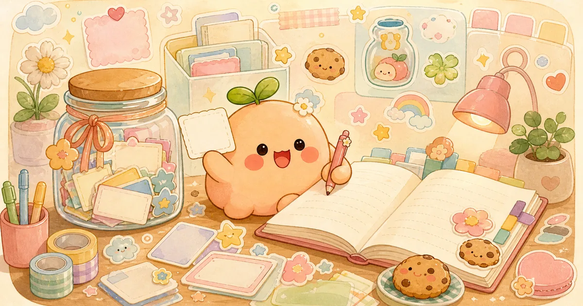 Thumbnail blog catatan diary dari prompt lucu bergaya curation banner Mongle Haru