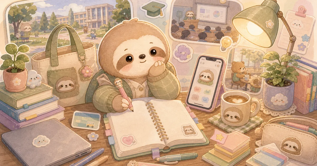 Thumbnail blog catatan harian mahasiswa dengan ilustrasi Mongle Haru