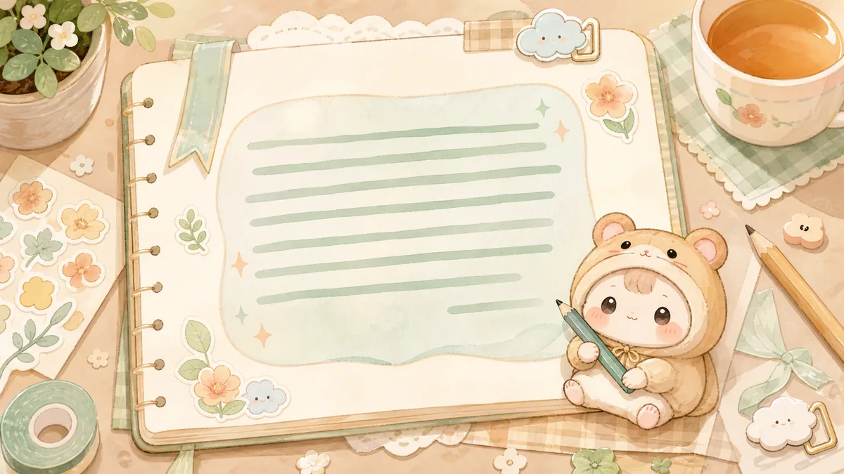 Ilustrasi contoh diary satu paragraf dengan suasana diary Mongle Haru