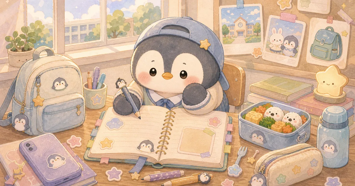 Thumbnail blog contoh diary tentang sekolah dengan ilustrasi Mongle Haru
