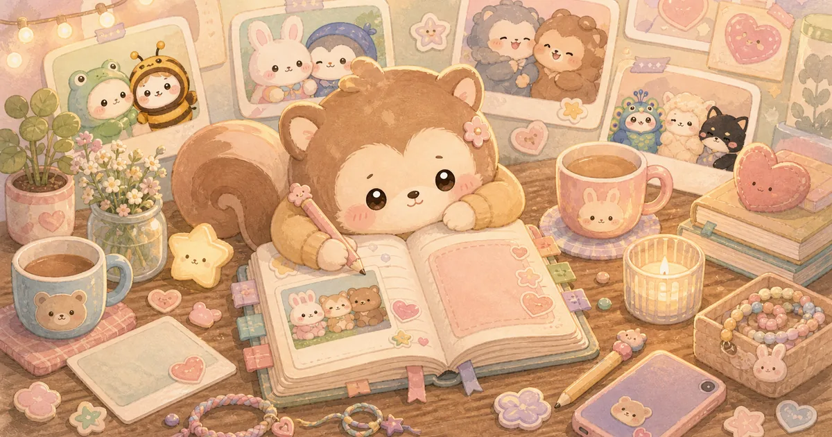 Thumbnail blog contoh diary tentang teman dengan ilustrasi Mongle Haru