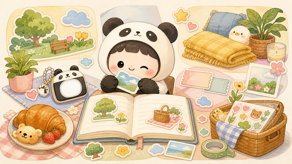 Ilustrasi diary akhir pekan dengan suasana diary Mongle Haru