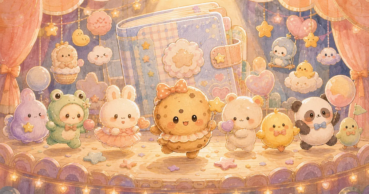 Thumbnail blog diary dengan karakter lucu bergaya curation banner Mongle Haru