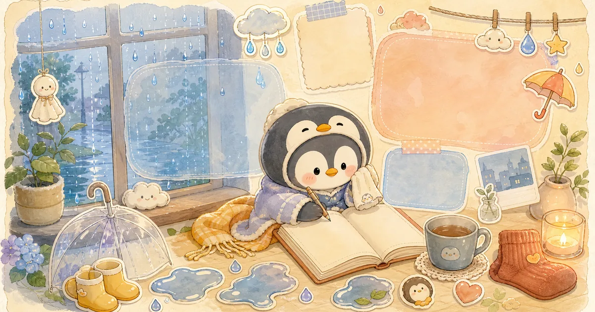 Thumbnail blog diary setelah hujan bergaya curation banner Mongle Haru