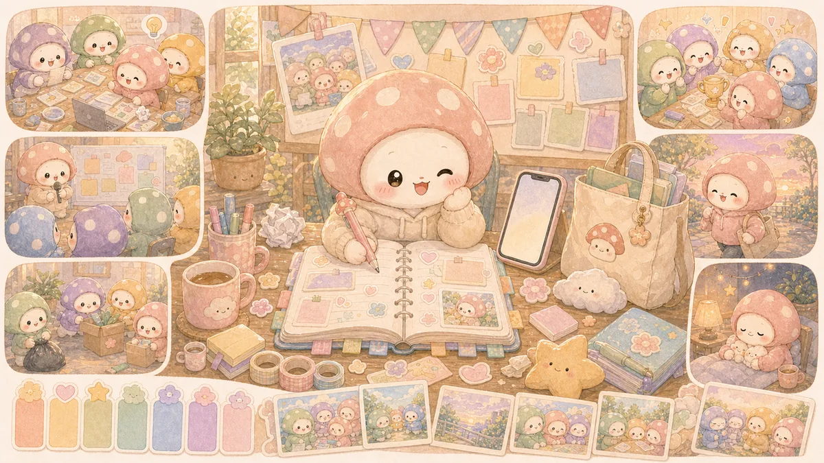 Ilustrasi diary setelah kegiatan organisasi bergaya Mongle Haru