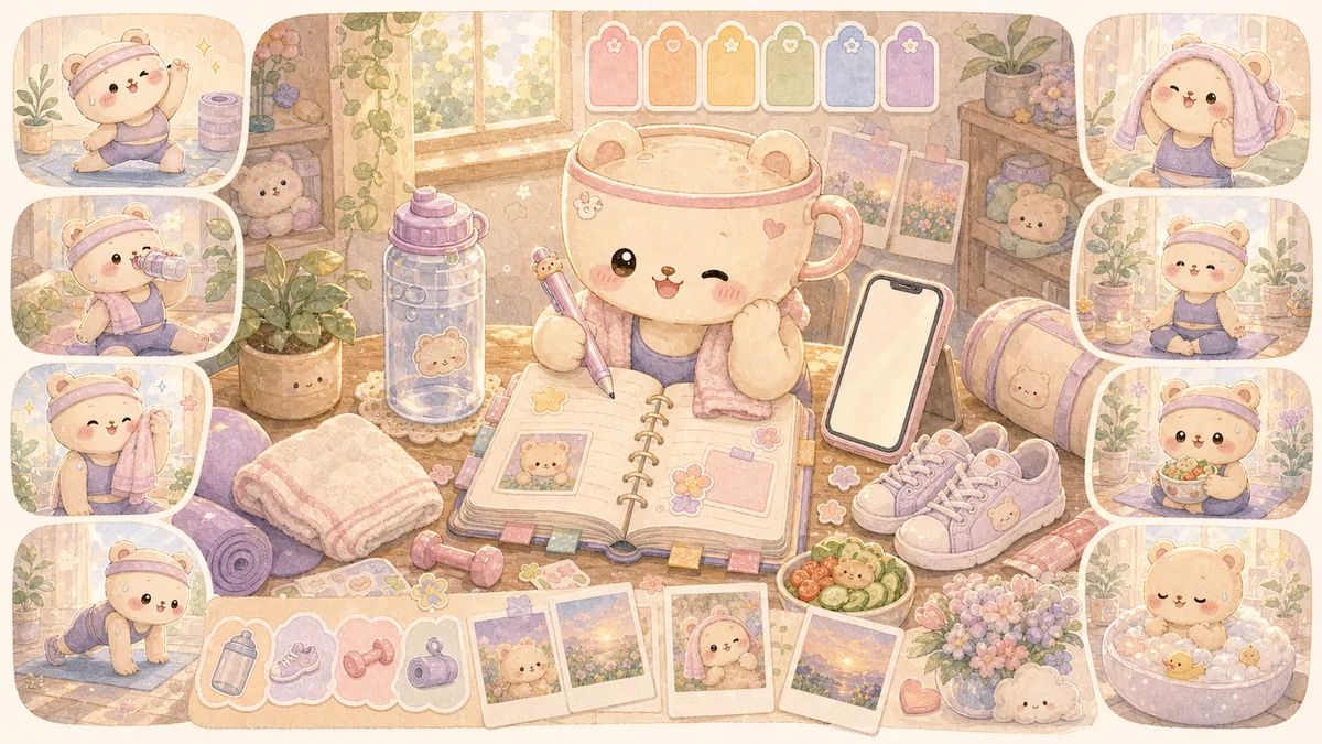 Ilustrasi diary setelah olahraga bergaya Mongle Haru