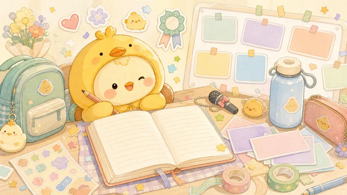 Ilustrasi diary setelah presentasi dengan suasana diary Mongle Haru