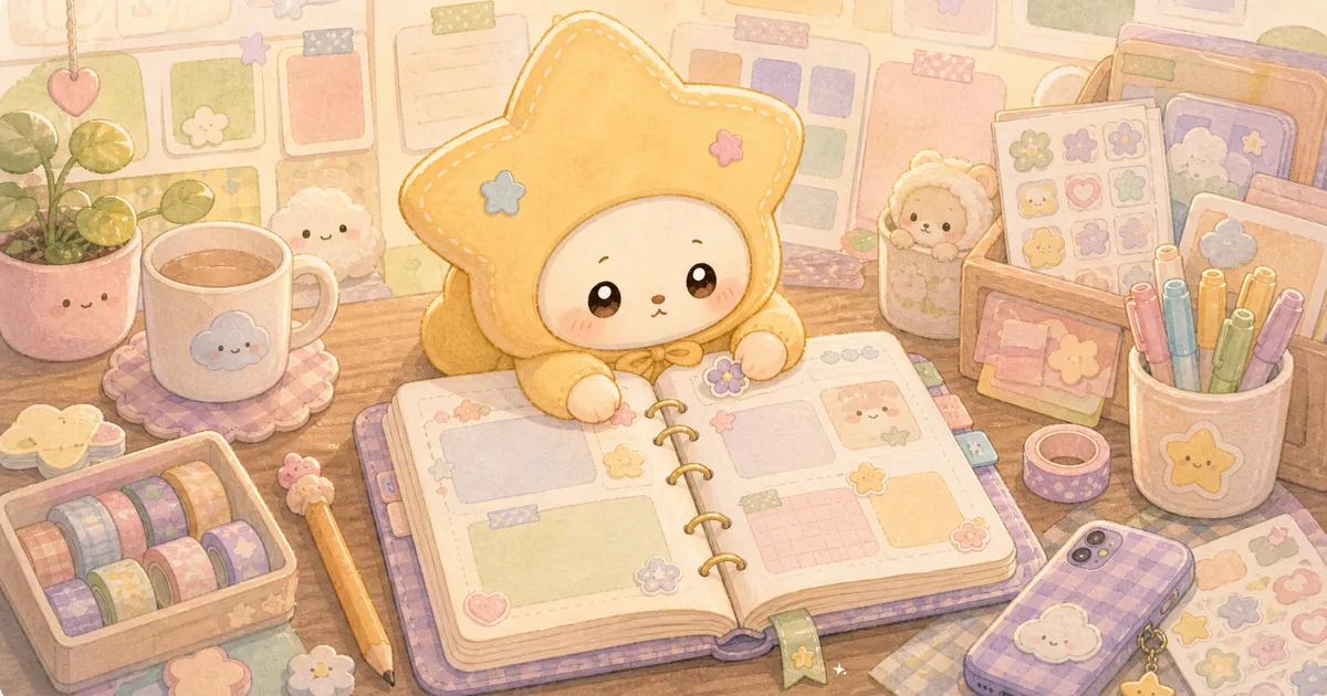 Thumbnail blog halaman diary aesthetic simple dengan ilustrasi Mongle Haru
