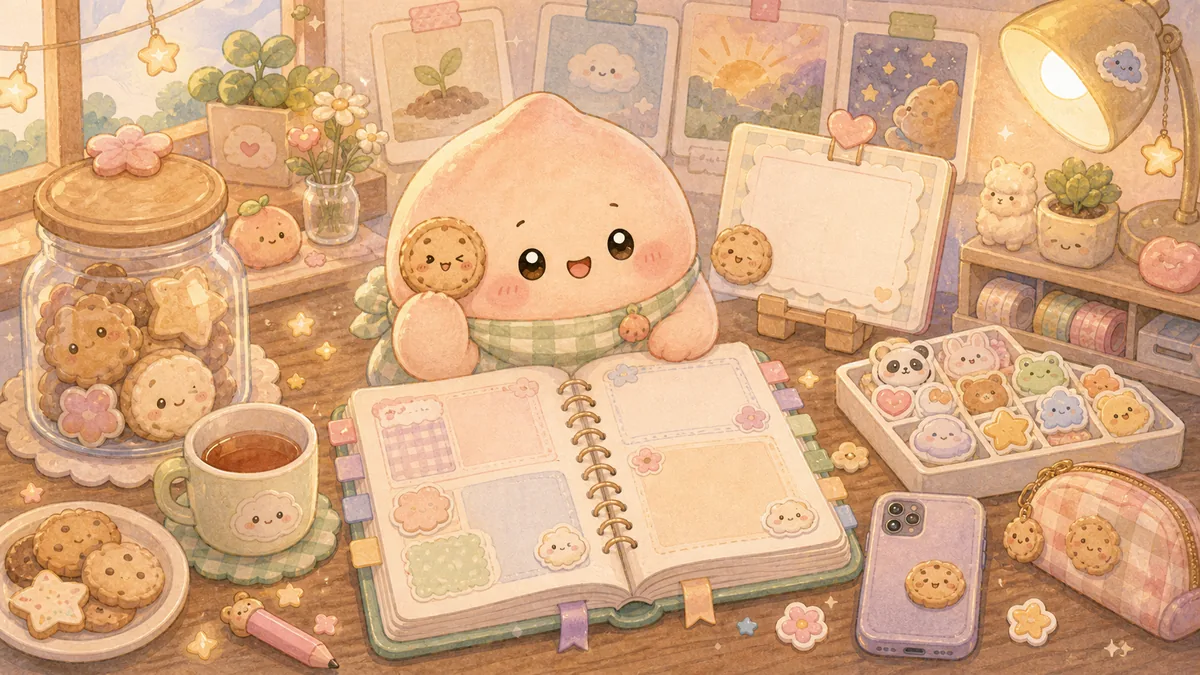 Ilustrasi ide diary dari cookie harian bergaya curation banner Mongle Haru