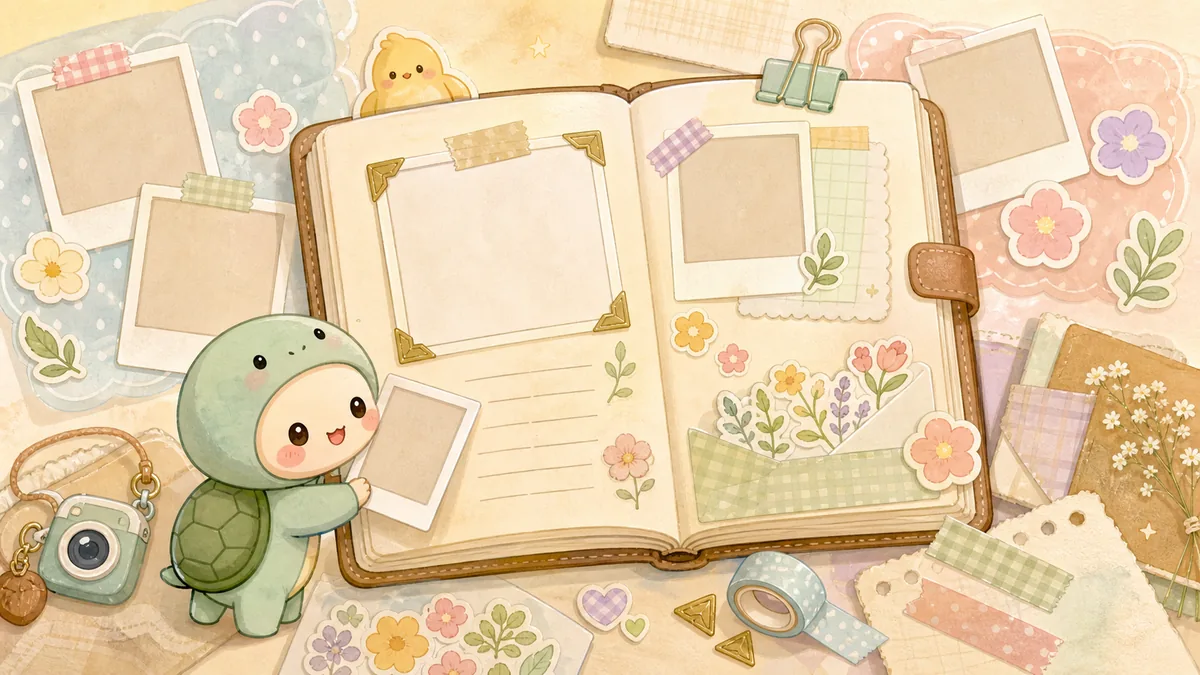 Ilustrasi ide diary dengan foto dengan suasana diary Mongle Haru