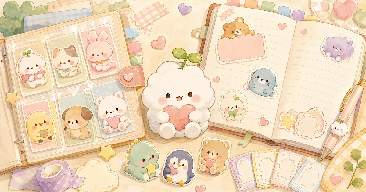 Thumbnail blog ide diary dengan karakter Mongle bergaya curation banner Mongle Haru