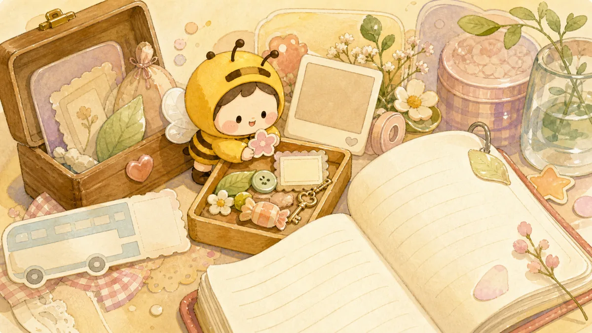 Ilustrasi ide diary untuk kenangan kecil dengan suasana diary Mongle Haru