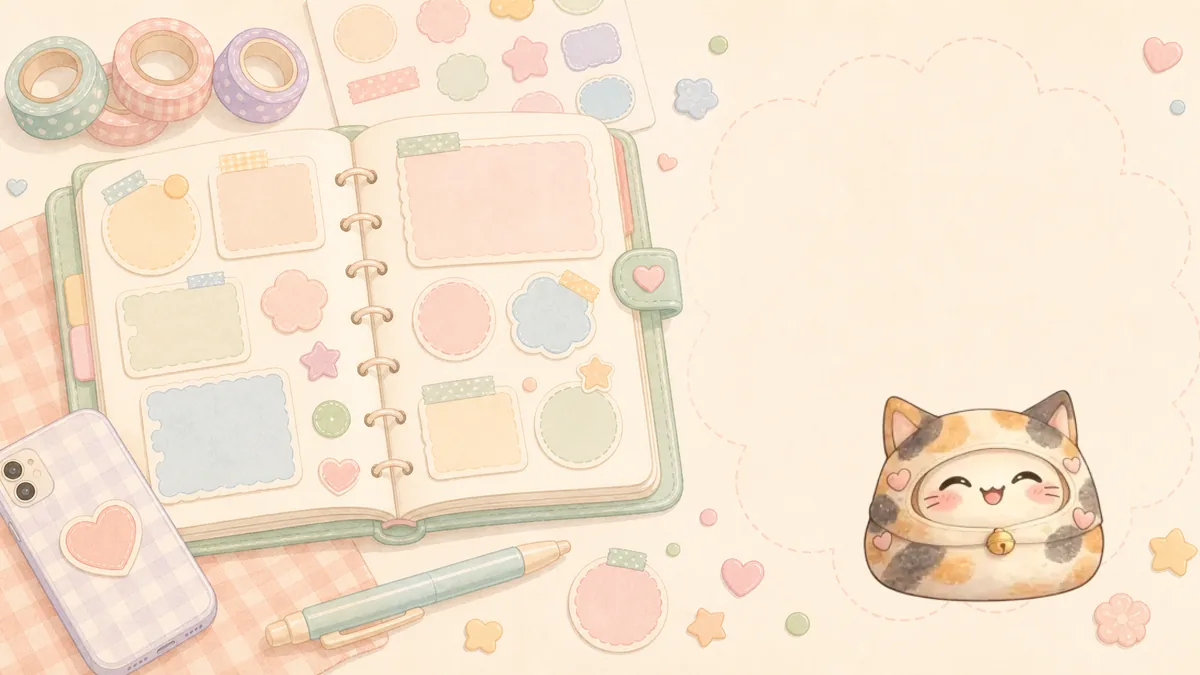 Ide Halaman Diary Dengan Stiker dengan catatan kecil di Mongle Haru