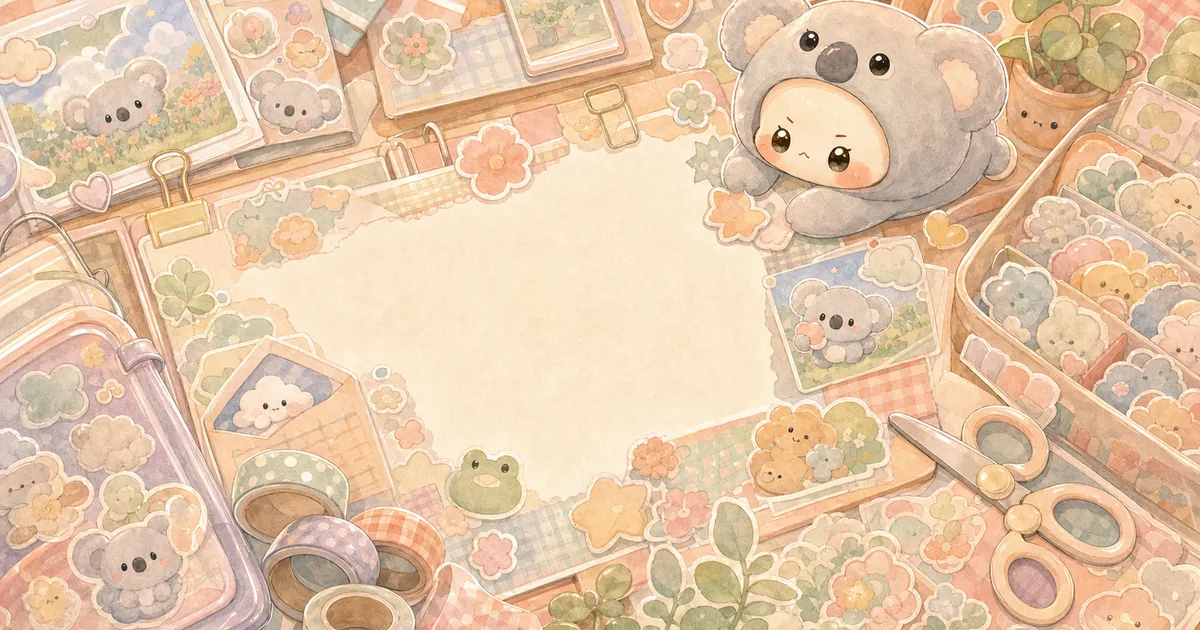 Thumbnail blog ide halaman diary dengan stiker bergaya curation banner Mongle Haru