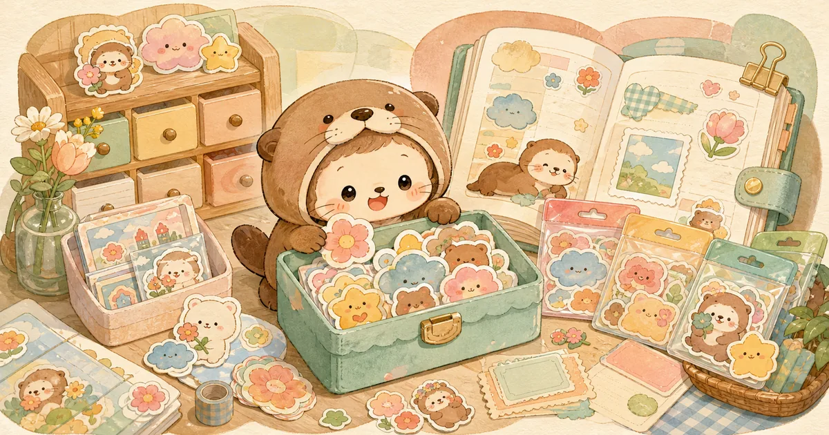 Thumbnail blog koleksi stiker lucu untuk diary bergaya curation banner Mongle Haru