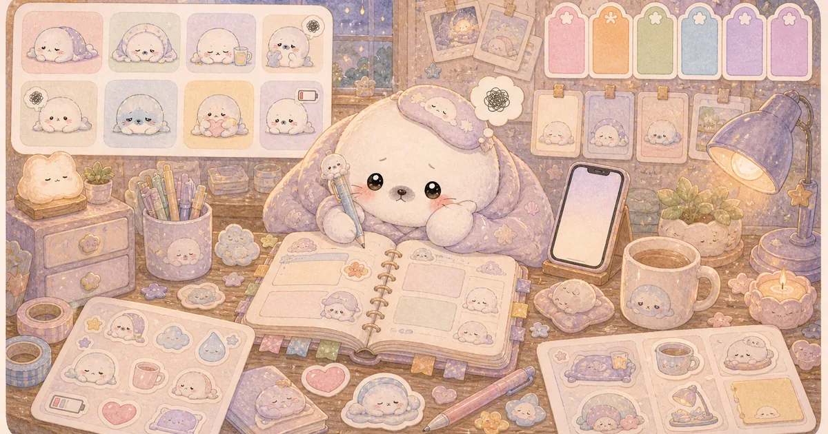 Thumbnail blog kombinasi stiker untuk hari capek dari Mongle Haru