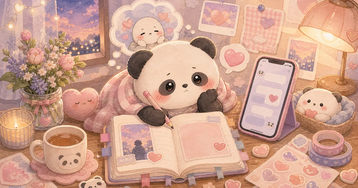 Thumbnail blog menulis diary saat baper dengan ilustrasi Mongle Haru