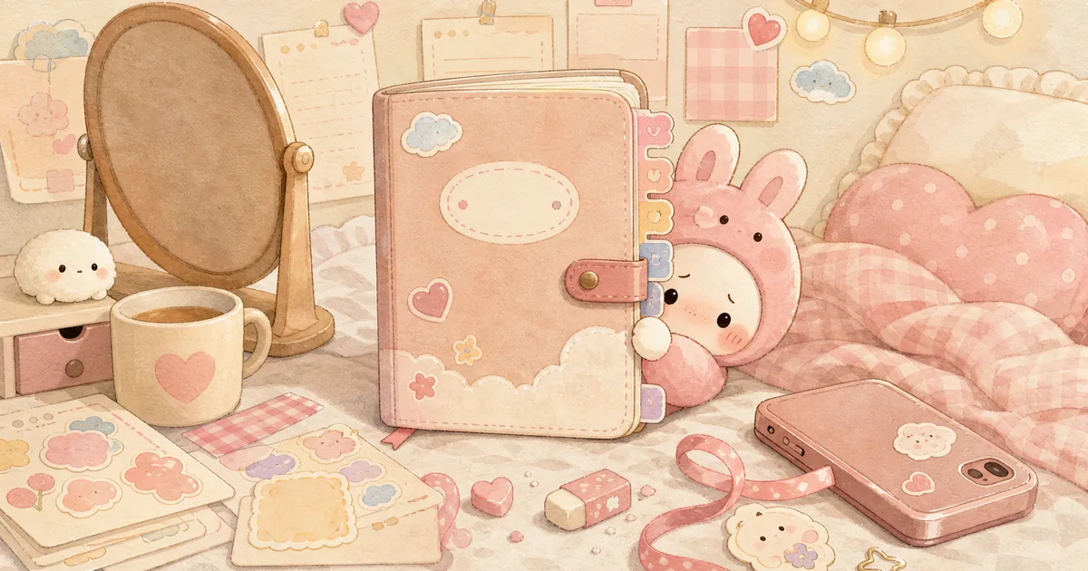 Thumbnail blog menulis diary saat malu bergaya curation banner Mongle Haru